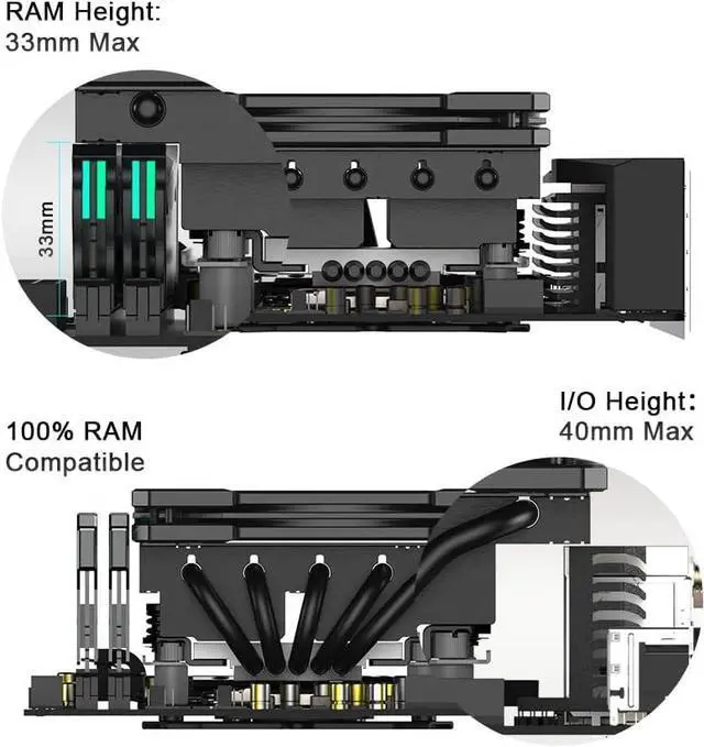 Alt view image 3 of 6 - IS-55 ARGB CPU Cooler Low Profile 57mm Height CPU Air Cooler ARGB 5 Heatpipes 120x120x15mm Slim Fan, CPU Fan for Intel LGA1700/115X/1200; AMD AM4/AM5, For Desktop