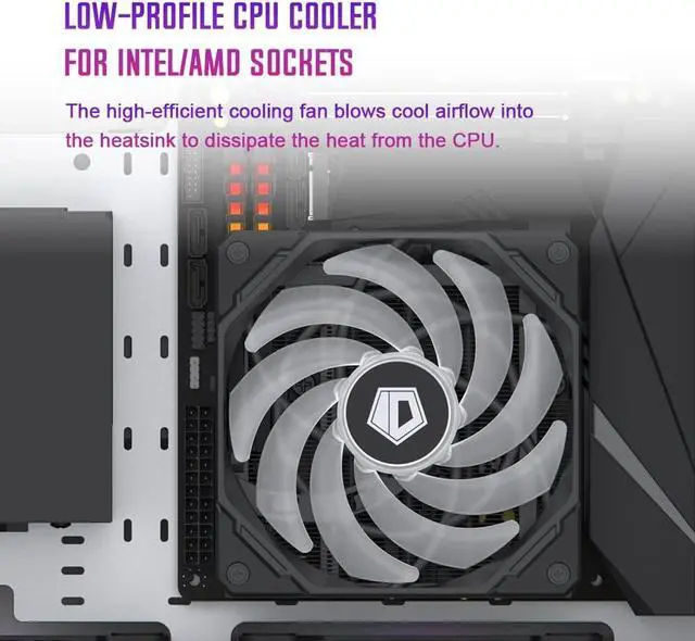 Alt view image 6 of 6 - IS-55 ARGB CPU Cooler Low Profile 57mm Height CPU Air Cooler ARGB 5 Heatpipes 120x120x15mm Slim Fan, CPU Fan for Intel LGA1700/115X/1200; AMD AM4/AM5, For Desktop
