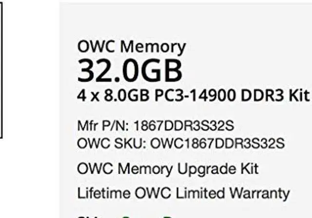 Alt view image 2 of 5 - OWC 32GB (4 x 8GB) PC14900 DDR3 1866MHz SO-DIMMs Memory Compatible with 2015 (Late) iMac 27" w/Retina 5K Models and Compatible PCs (OWC1867DDR3S32S)