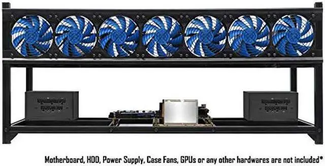 Alt view image 2 of 5 - Kingwin Miner Rig Case Aluminum W/6 or 8 GPU Mining Stackable Frame Expert Crypto Mining Rack for Ethereum Classic, Flux, Ergo, Neoxa, Ravencoin-Improve GPU Air Flow Cryptocurrency, Test Bench PC Case