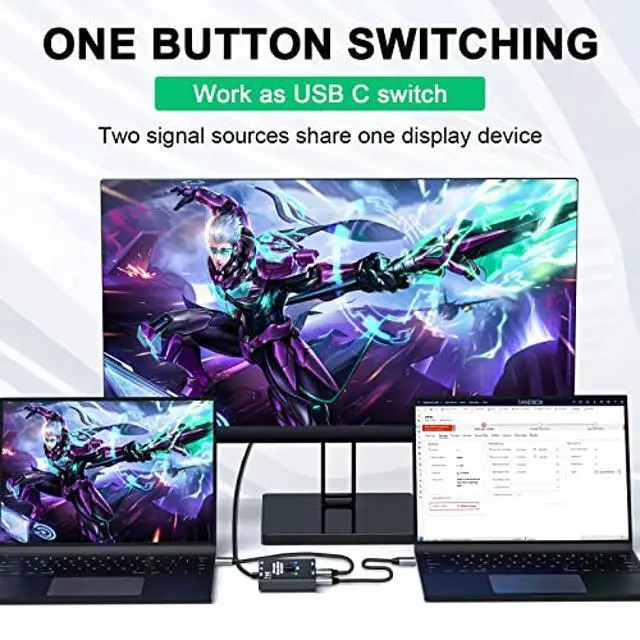 Alt view image 2 of 5 - USB C Switch,Bi-Directional USB C Switcher 2 Computers,MLEEDA USB Type C KVM Switch 8K@60Hz 4K@120Hz Video/10Gbps Data Transfer/100W Charging,Compatible with Thunderbolt Device,2 USB-C Cables Included