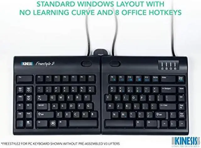 Alt view image 2 of 5 - Kinesis Freestyle2 Ergonomic Keyboard w/ V3 Lifters for PC (9" Separation)