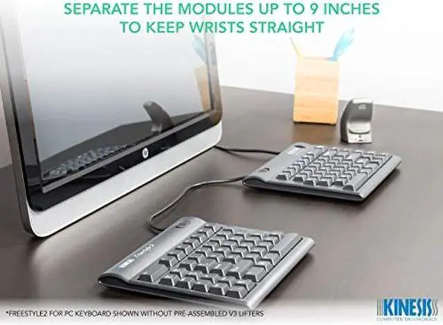 Alt view image 3 of 5 - Kinesis Freestyle2 Ergonomic Keyboard w/ V3 Lifters for PC (9" Separation)