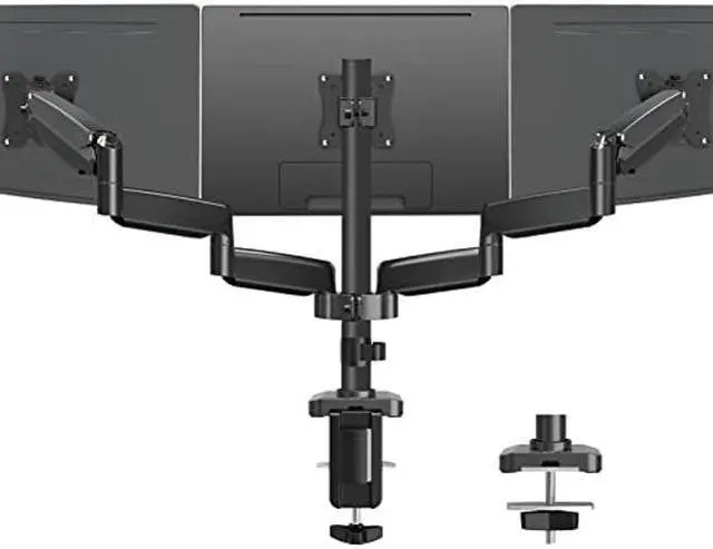 Main image of MOUNTUP Triple Monitor Mount, 3 Monitor Stand Desk Arm for Max 32 Inch Computer Screens, Max Extension 64.5" Gas Spring Triple Monitor Holder Support 2.2-17.6lbs, VESA Bracket with Clamp/Grommet Base