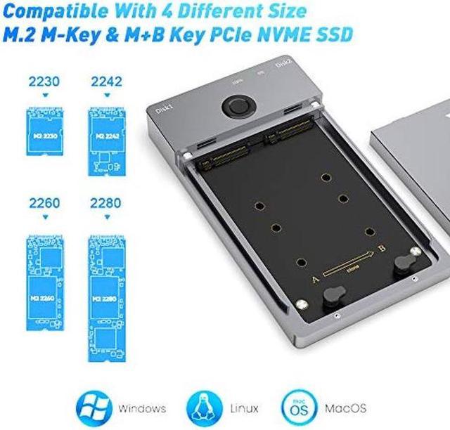 M.2 NVME SSD Enclosure, AGPTEK USB 3.1 Gen 2 to NVME PCI-E M-Key/B