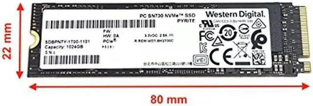 Alt view image 2 of 2 - Western Digital 1TB SSD PC SN730 NVMe PCIe Gen3 x4 M.2 2280 SDBPNTY-1T00 WD Solid State Drive