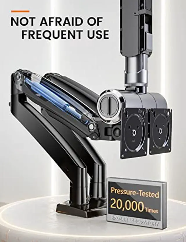 Alt view image 3 of 5 - ErGear Dual Monitor Stand Mount, Ultrawide 13-35 Inch Height Adjustable Computer Screen Gas Spring Monitor Arm Desk Mount Full Motion, Each Arm Holds up to 26.4lbs