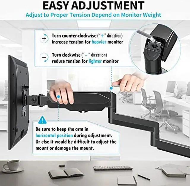 Alt view image 5 of 5 - MOUNTUP Triple Monitor Stand Mount - 3 Monitor Desk Mount for Computer Screens Up to 27 inch, Triple Monitor Arm with Gas Spring, Heavy Duty Monitor Stand, Each Arm Holds Up to 17.6 lbs