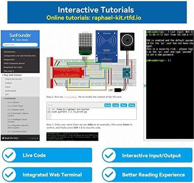 Alt view image 4 of 5 - SunFounder Raspberry Pi Ultimate Starter Kit for Raspberry Pi 4B 3B+ 400 with Raspberry Pi Smart Video Robot Car Kit
