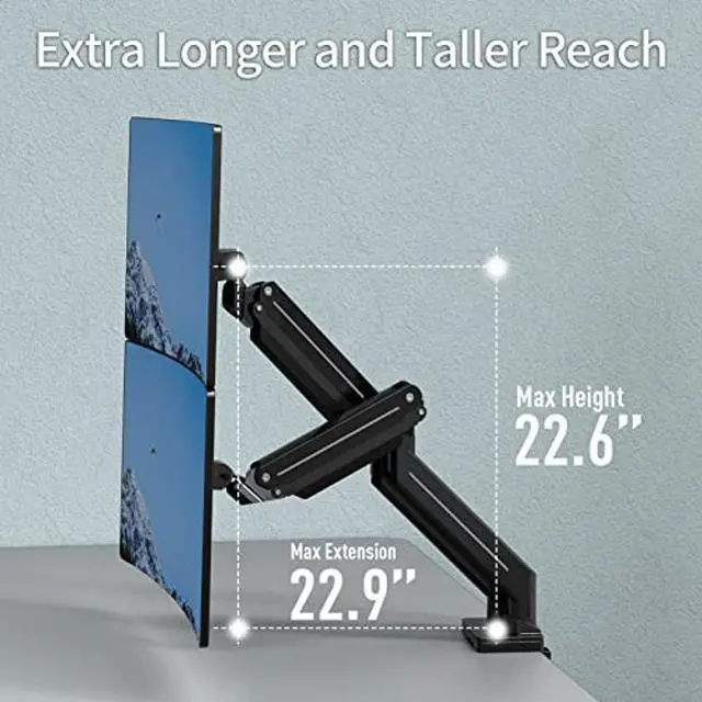 Alt view image 4 of 5 - MOUNTUP Dual Monitor Desk Mount for 13-42'' Computer Screen, Ultrawide Monitor Arm Holds up to 37.5 lbs Each, Full Motion Monitor Stand for 2 Monitors with Clamp/Grommet Base, VESA Mount 75x75 100x100
