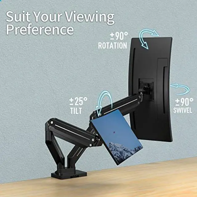 Alt view image 5 of 5 - MOUNTUP Dual Monitor Desk Mount for 13-42'' Computer Screen, Ultrawide Monitor Arm Holds up to 37.5 lbs Each, Full Motion Monitor Stand for 2 Monitors with Clamp/Grommet Base, VESA Mount 75x75 100x100