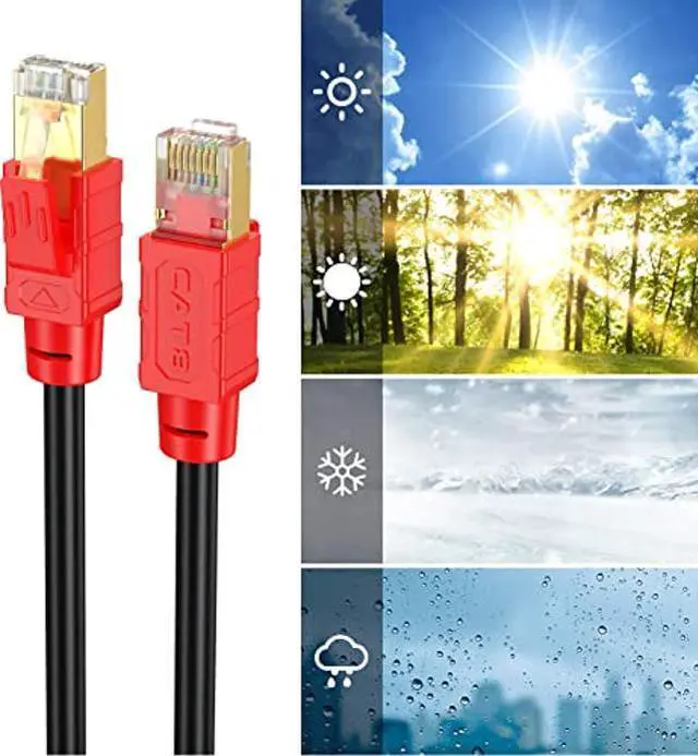 Alt view image 4 of 5 - Cat 8 Ethernet Cable 300 FT, Heavy Duty 26AWG Cat8 Internet Cable LAN Network Cable High Speed 40Gbps, 2000Mhz SFTP Ethernet Cables, Weatherproof S/FTP UV Resistant Indoor & Outdoor Ethernet Cable