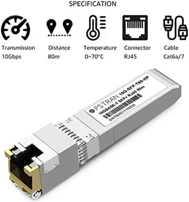 Alt view image 2 of 5 - 10G SFP+ RJ45 80m for HPE Aruba ProCurve JL563B 10GBase-T SFP+ Transceiver 80m Copper Cat6a/7 10G-T SFP+ to RJ-45 Module