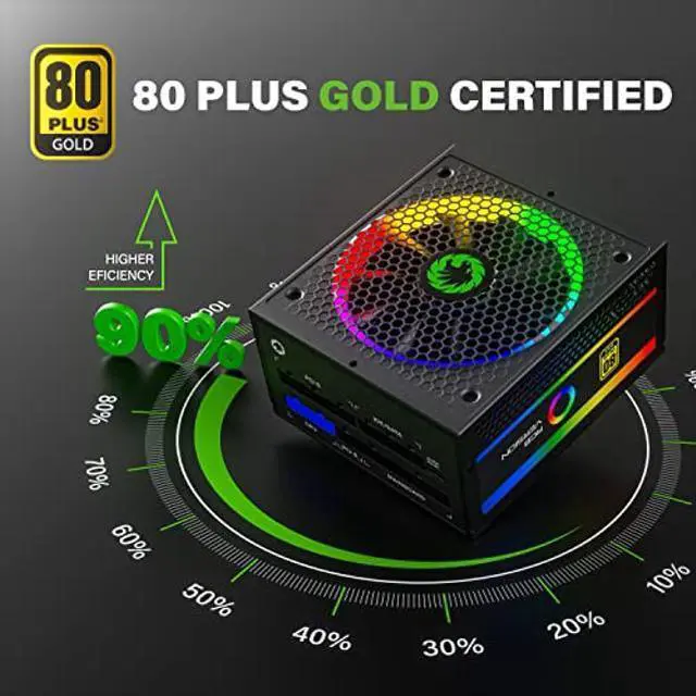 Alt view image 2 of 5 - GAMEMAX 850W Power Supply, Fully Modular, 80 Plus Gold, ARGB SYNC with Motherboard, RGB-850 Pro