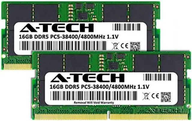 Alt view image 2 of 5 - A-Tech 32GB (2x16GB) DDR5 4800 MHz SODIMM PC5-38400 CL40 262-Pin 1.1V Laptop RAM Memory Modules