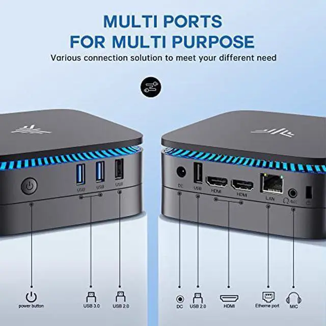Alt view image 4 of 5 - KAMRUI AK1 Plus Mini PC, Intel 12th Gen N95(up to 3.4GHz) Mini Desktop Computers, 8GB RAM/256GB M.2 SSD Micro Computer Tower Support 4K UHD, Dual Wi-Fi, BT 4.2 for Business Home Office
