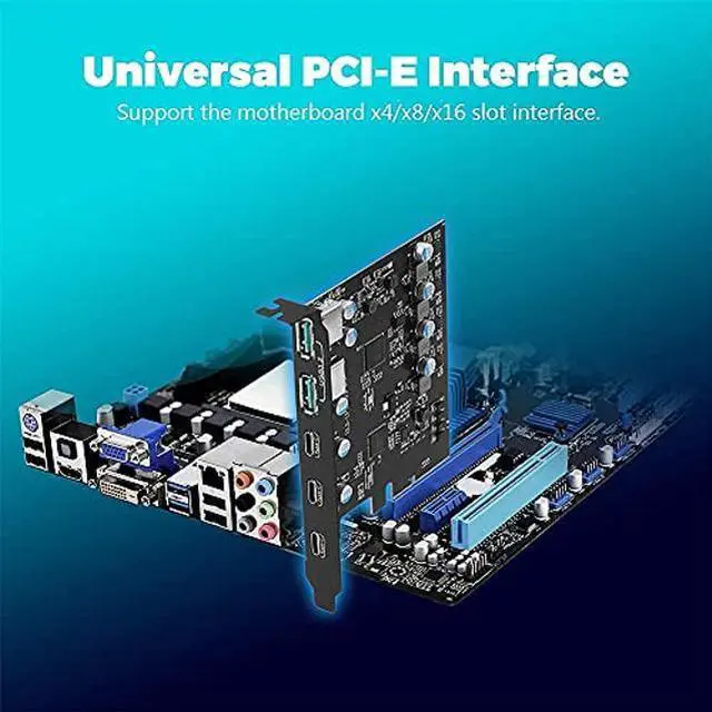 Alt view image 3 of 5 - PCIe to USB 3.2 Gen 2 Adapter Card with 20 Gbps Bandwidth 5-Port (3X USB C -2X USB A) PCI Express Expansion Card Internal USB Hub PCI-E Add-on Cards Riser for Windows 10/8/7 and MAC OS 10.8.2 Above