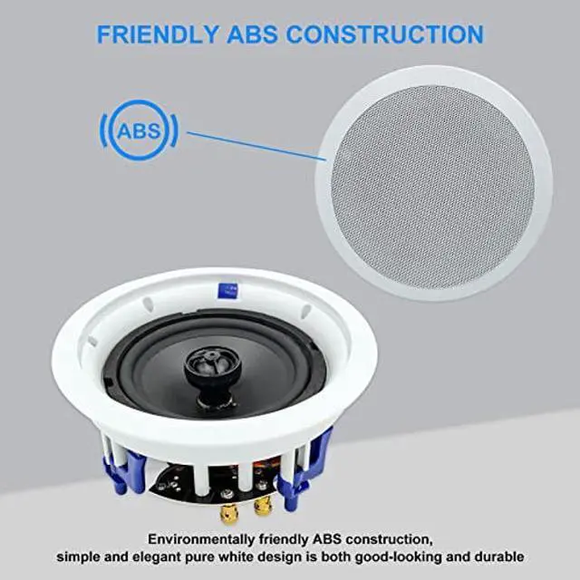 Alt view image 4 of 5 - Herdio 6.5 inch 640 Watts Ceiling Speakers Flush Mount 2 Way Perfect for Office,Kitchen,Living Room,Bathroom(4 Speakers)