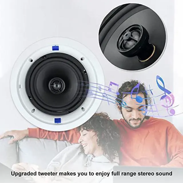 Alt view image 3 of 5 - Herdio 6.5 inch 640 Watts Ceiling Speakers Flush Mount 2 Way Perfect for Office,Kitchen,Living Room,Bathroom(4 Speakers)