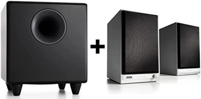 Audioengine HD6 White Powered Bookshelf Stereo Speakers and S8