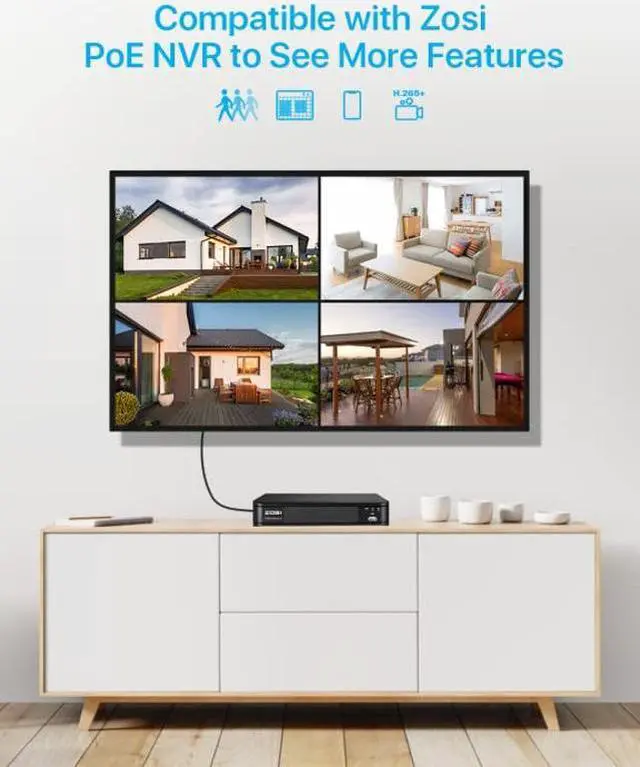 Alt view image 5 of 5 - ZOSI 4 Pack 5MP 3K Add-on Security Dome POE Camera with Cable, 2880 x 1620 Indoor Outdoor IP Camera, 80ft Night Vision, 3.6mm Lens, 95degView Angle, IP66 Weatherproof (Only Work with ZOSI PoE NVR)