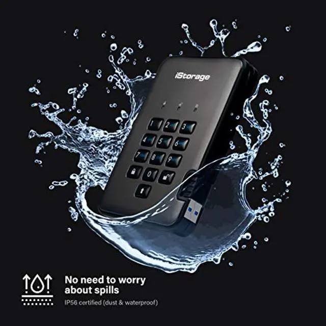 Alt view image 4 of 5 - iStorage diskAshur PRO2 HDD 5TB | Secure Portable Hard Drive | FIPS Level 3 certified | Password Protected | Dust/Water-Resistant | Hardware encryption