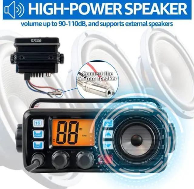 Alt view image 2 of 5 - Retevis RM20 Fixed Mount Marine Radio with GPS, DSC, Bundle with Retevis RM21 Handheld Noise Cancelling Marine Radio,Waterproof IP67 Submersible,LCD Display,NOAA Weather, Ship Shore Radio for Boat