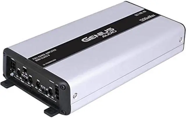 Main image of Genius Audio GLT-100.4D Compact Mini Car Audio Amplifier 1200 Watts Max Class D 4 Channel Amp 2 Ohm Stable with Power Protection System and Bass Boost for Speaker and Woofer Performance