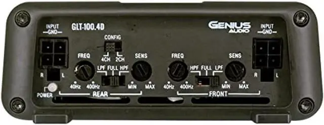 Alt view image 2 of 3 - Genius Audio GLT-100.4D Compact Mini Car Audio Amplifier 1200 Watts Max Class D 4 Channel Amp 2 Ohm Stable with Power Protection System and Bass Boost for Speaker and Woofer Performance