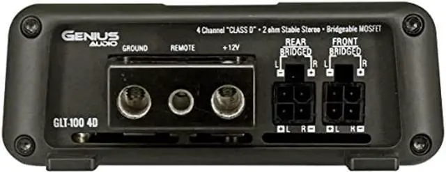 Alt view image 3 of 3 - Genius Audio GLT-100.4D Compact Mini Car Audio Amplifier 1200 Watts Max Class D 4 Channel Amp 2 Ohm Stable with Power Protection System and Bass Boost for Speaker and Woofer Performance