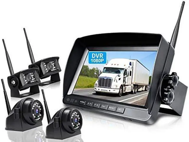 Main image of ZEROXCLUB 9" Wireless Backup Camera System for RV Truck Trailer Camper, 9 Inch DVR Quad Split Monitor IP69 Waterproof HD 1080P Wireless Rear Side View Cameras, Stable Signal Observation System - B904