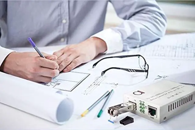Alt view image 3 of 5 - Single Mode LC Gigabit Fiber Media Converter - Includes LC SFP 20 km (12.42 Miles) LC - to UTP Cat5e Cat6 10/100/1000 RJ-45 - Auto Sensing Gigabit or Fast Ethernet Speed - Jumbo Frame - LLF Support
