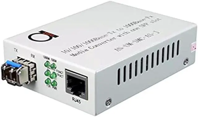 Alt view image 5 of 5 - Single Mode LC Gigabit Fiber Media Converter - Includes LC SFP 20 km (12.42 Miles) LC - to UTP Cat5e Cat6 10/100/1000 RJ-45 - Auto Sensing Gigabit or Fast Ethernet Speed - Jumbo Frame - LLF Support