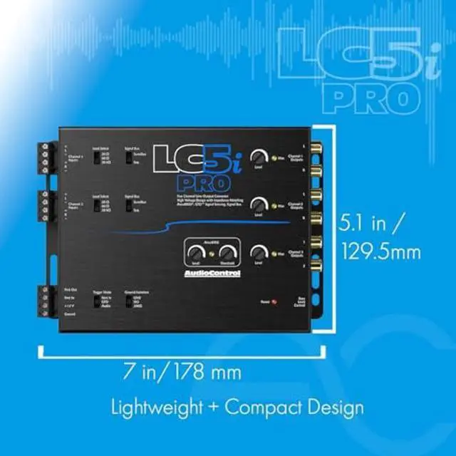 Alt view image 3 of 5 - AudioControl LC5iPRO 5-Channel Line Out Converter with AccuBASS, Superior Sound Quality Audio with Seamless Integration, ACR-1 Dash Remote Included