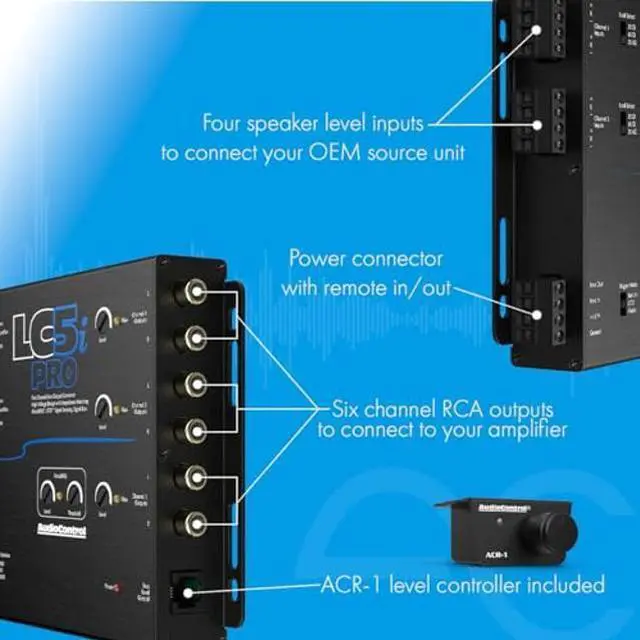 Alt view image 4 of 5 - AudioControl LC5iPRO 5-Channel Line Out Converter with AccuBASS, Superior Sound Quality Audio with Seamless Integration, ACR-1 Dash Remote Included