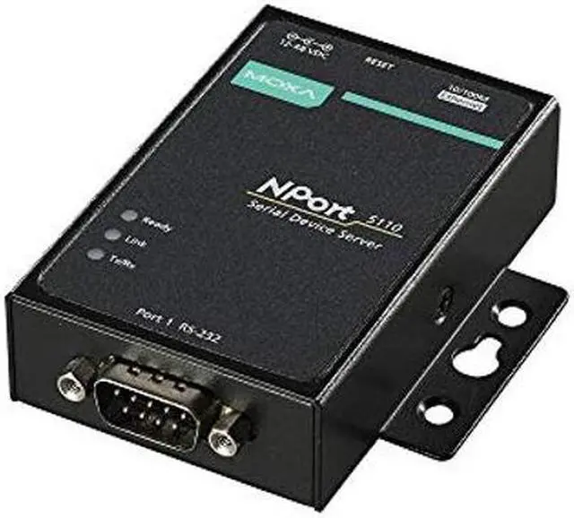 Alt view image 3 of 3 - MOXA NPort 5110-1 Port Serial Device Server, 10/100 Ethernet, RS232, DB9 Male
