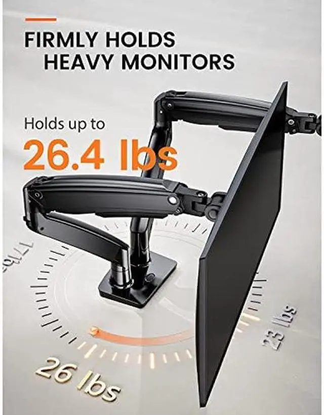 Alt view image 2 of 5 - ErGear Dual Monitor Stand Mount, Ultrawide 13-35 Inch Height Adjustable Computer Screen Gas Spring Monitor Arm Desk Mount Full Motion, Each Arm Holds up to 26.4lbs