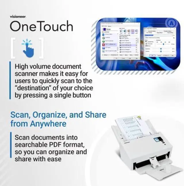 Alt view image 5 of 5 - Visioneer Patriot PD45 Scanner, USB Duplex Office Document Scanner for PC, 50 PPM, Sheetfed 100 Page Automatic Document Feeder (ADF), White