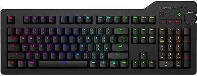 Main image of Das Keyboard 4Q Smart RGB Programmable Mechanical Keyboard, Cherry MX Brown Mechanical Switches, 2-Port USB 3.0 Hub, Connect Programs with Q Applets, Volume Knob, Aluminum Top (104 Keys, Black)