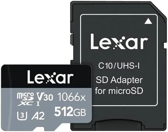 Main image of Lexar Professional 1066x 512GB microSDXC UHS-I Card w/ SD Adapter, C10, U3, V30, A2, Full HD, 4K UHD, Up to 160MB/s Read, for Action Cameras, Drones, High-End Smartphones, Tablets (LMS1066512G-BNANU)