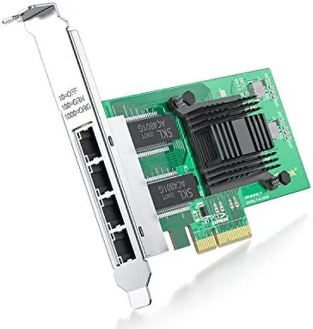 Main image of 4 Port Gigabit NIC for Intel I350-T4 with Low Profile, Gigabit Ethernet Network Adapter Card with Intel I350-AM4 Controller, Support Windows/XP/Linux/VMware ESX/ESXi*, Quad RJ45 Ports, PCI-E 2.1 X4