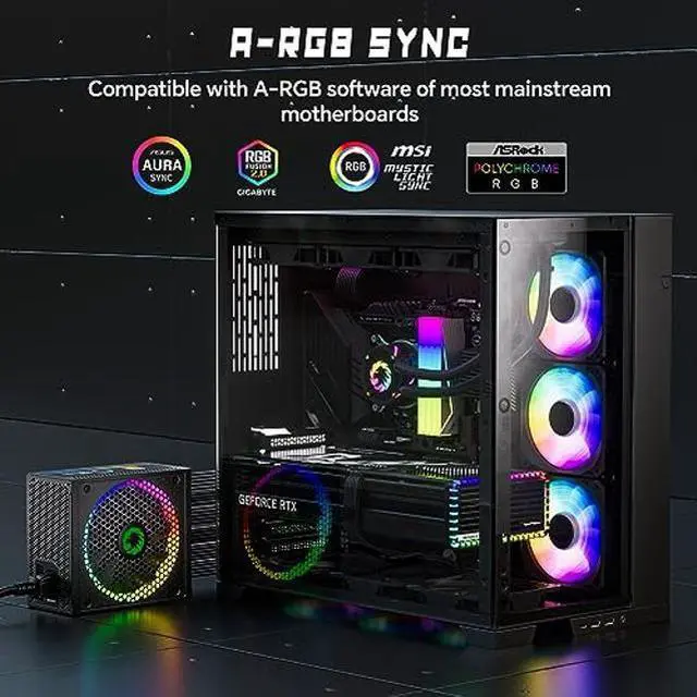 Alt view image 5 of 5 - GAMEMAX 850W 80 Plus Gold Power Supply, ATX 3.0 & PCIE 5.0 Ready, 100% Japanese Capacitors, Fully Modular, ARGB SYNC with Motherboard, RGB-850 Pro