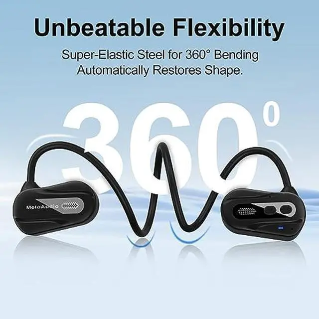 Alt view image 5 of 5 - MeloAudio Open Ear Headphones, Bluetooth 5.3 Air Conduction Wireless Sport Headphones with Immersive Premium Bass Up Sound, Waterproof, Dual-Mic Open Ear Earbuds for Running, Cycling and Workouts