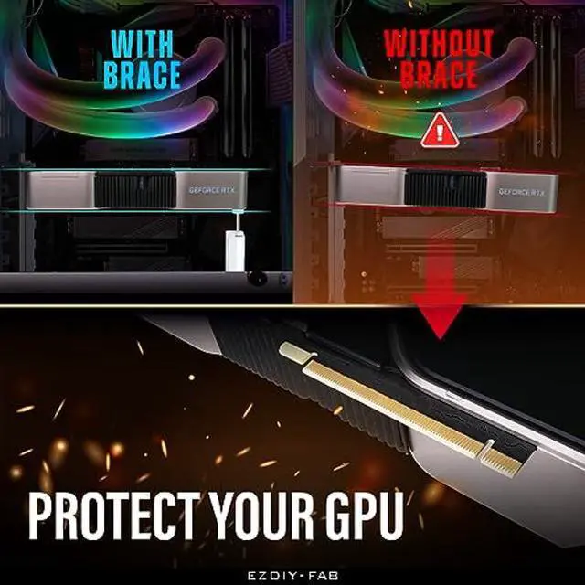 Alt view image 3 of 5 - EZDIY-FAB GPU Support Bracket,5V 3PIN ARGB Graphics Card Brace, GPU Support Stand Adjustable Height,Aluminum Video Card Sag Holder-White