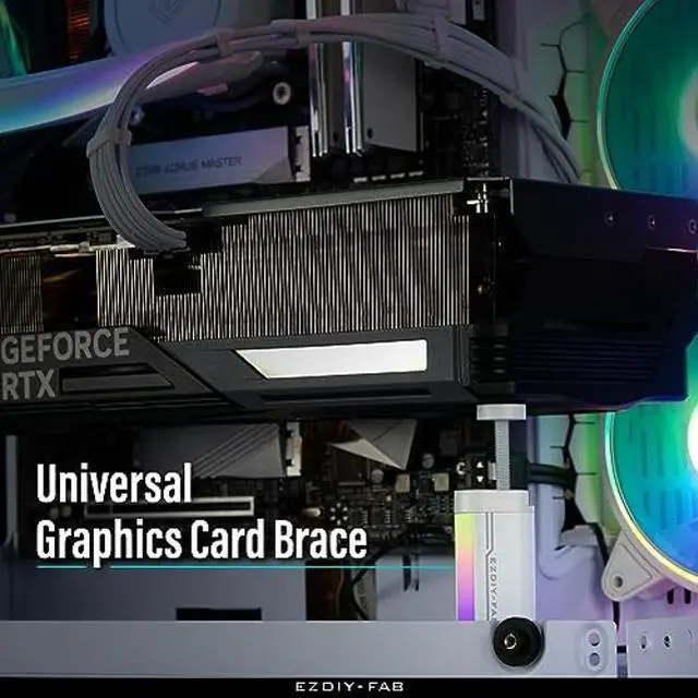 Alt view image 4 of 5 - EZDIY-FAB GPU Support Bracket,5V 3PIN ARGB Graphics Card Brace, GPU Support Stand Adjustable Height,Aluminum Video Card Sag Holder-White