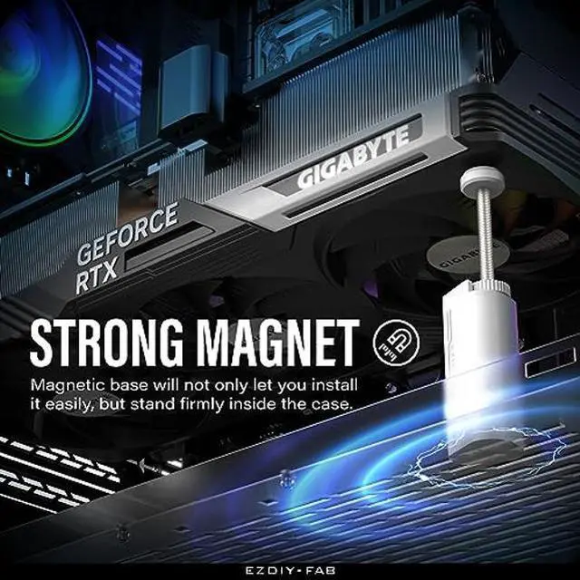 Alt view image 5 of 5 - EZDIY-FAB GPU Support Bracket,5V 3PIN ARGB Graphics Card Brace, GPU Support Stand Adjustable Height,Aluminum Video Card Sag Holder-White