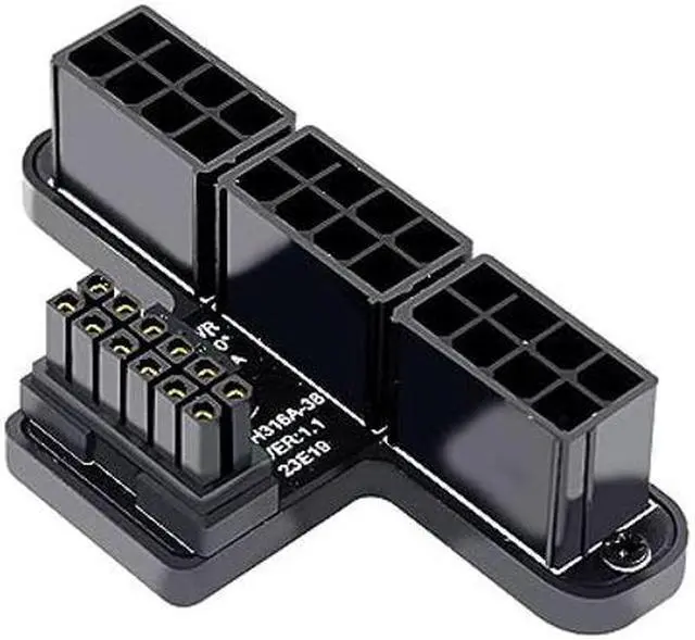 Main image of xiwai ATX3.0 GPU PCI-E 5.0 Connector, 90 Degree Down Angled 12V HPWR Power Modular to Three ATX 8P Adapter for 4080 5090TI 12+4P Graphics Card