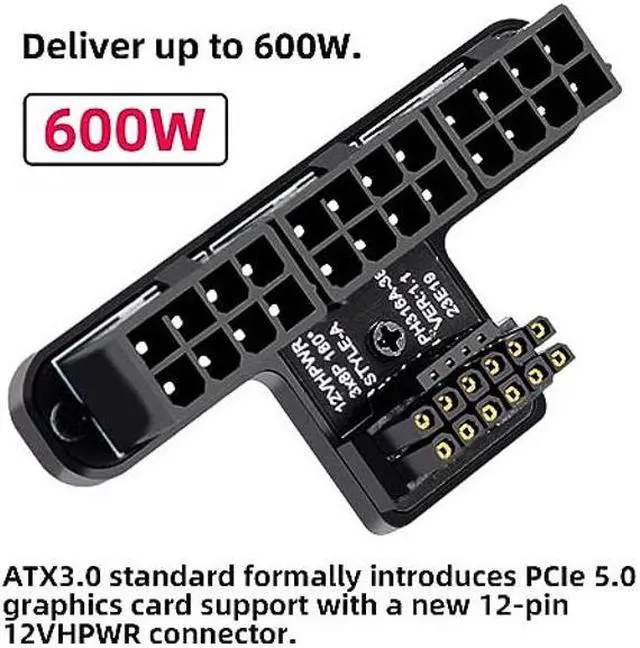 Alt view image 4 of 5 - xiwai ATX3.0 GPU PCI-E 5.0 Connector, 90 Degree Down Angled 12V HPWR Power Modular to Three ATX 8P Adapter for 4080 5090TI 12+4P Graphics Card