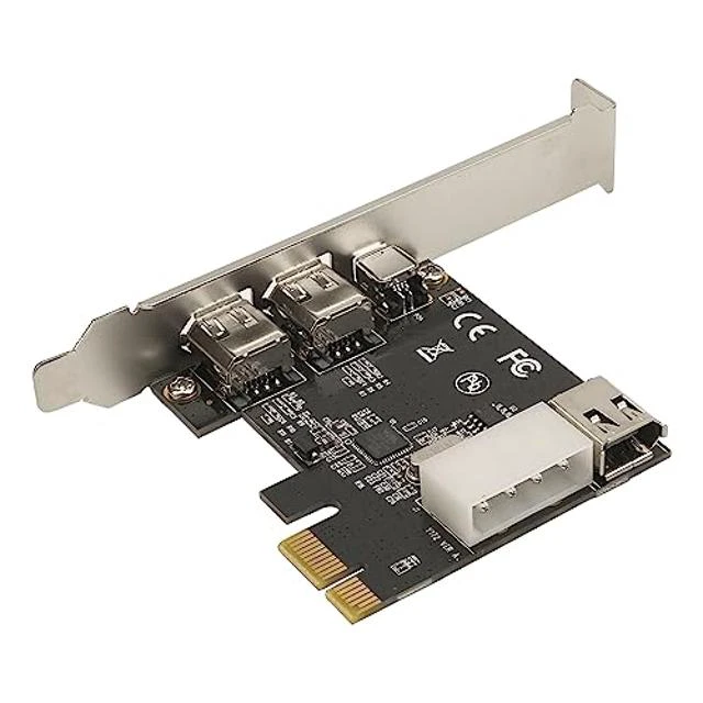 Alt view image 3 of 5 - PCIe 4 Ports 1394A Firewire Expansion Card Fit for Desktop PCs,3X 6Pin and 1X 4Pin PCI Express Controller IEEE 1394A Firewire 400 Adapter with Low Profile Bracket and Cable