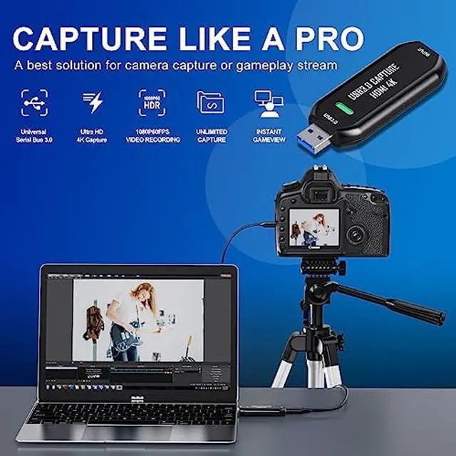 Alt view image 2 of 5 - Cam Link 4K HDMI Video Capture Card, External Camera Capture Card for DSLR, Camcorder, Action cam as Webcam, USB 3.0 2K50/1080P 60FPS Video Recorder, Capture Card for Streaming on OBS/Zoom,Windows/MAC